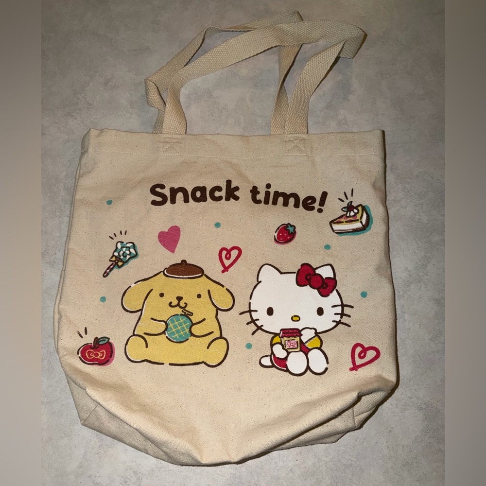 Official Hello Kitty And Friends W/ Pompompurin Canvas Tote Bag 14”x14”x4” EUC